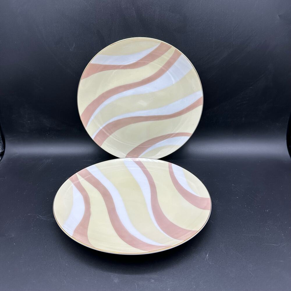 Vintage Pink and Yellow Swirl Salad Plates by Mascot (Japan) Pattern NA-960